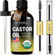 Organic Castor oil - Pure USDA Certified Cold Pressed Hexane-Free Castor oil for Hair Growth - Eyelash Growth Serum - Growth for Lashes and Eyebrows