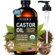 Organic Castor Oil for Hair Growth - USDA Certified, 16oz Glass Bottle with Pump