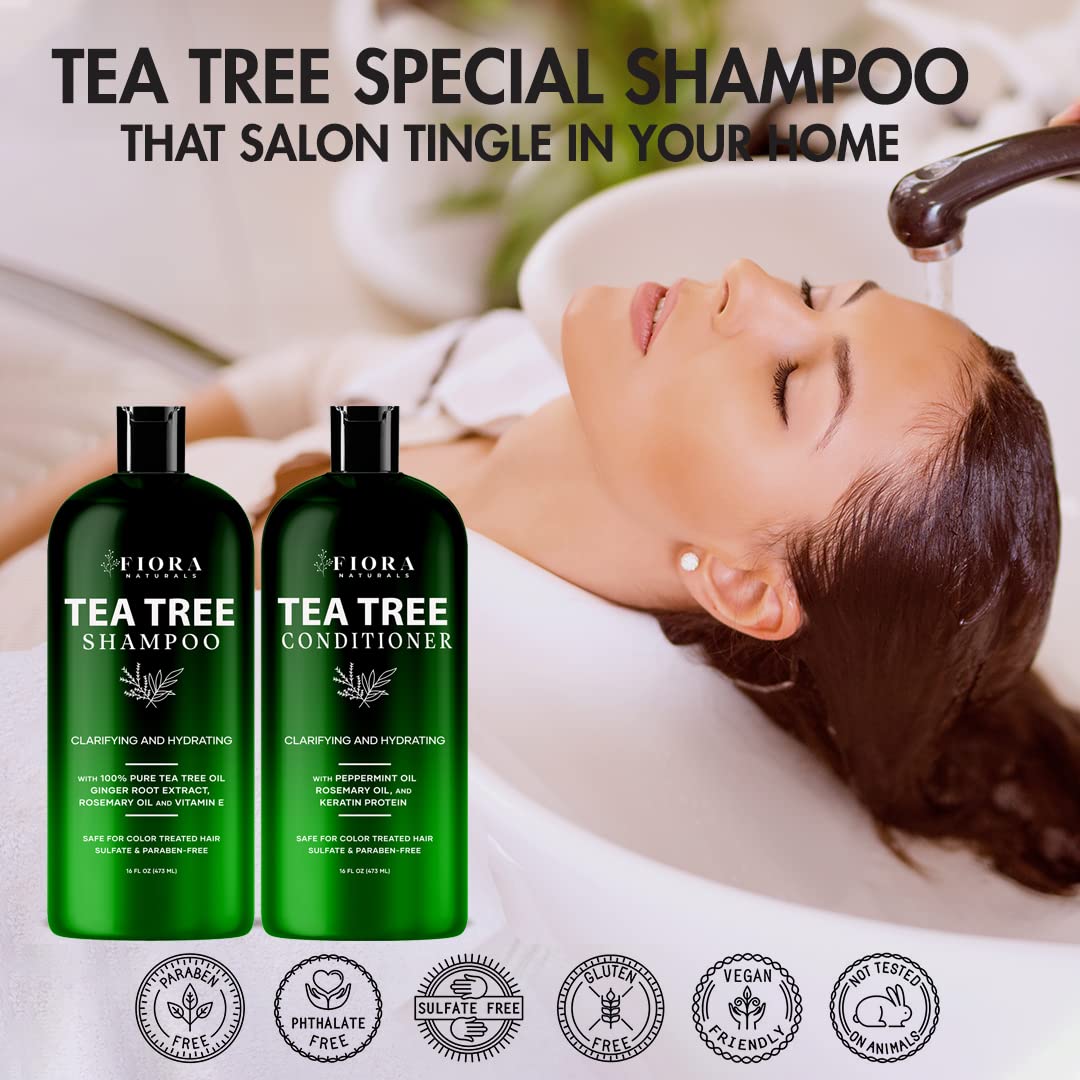 Shampoo Tree Tea Tree Clarifying & Hydrating Shampoo and Conditioner - Fiora Naturals