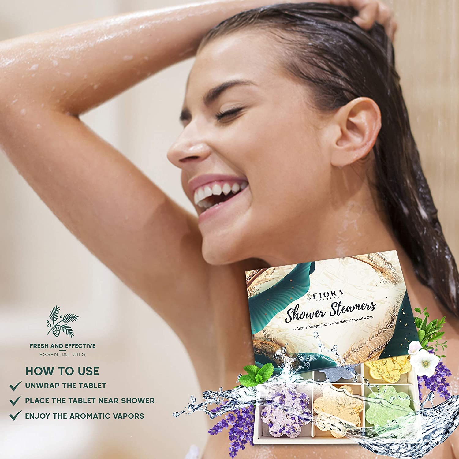 Floroma Aromatherapy Shower Steamers - Variety Set Of 12x Shower